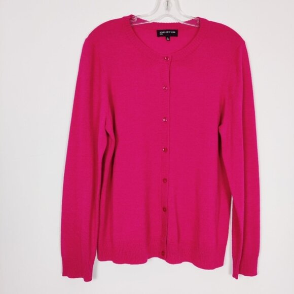 Jones New York Sweaters - Jones New York Luxe Women's Cardigan Size XL Pink Merino Wool Barbiecore Elegant